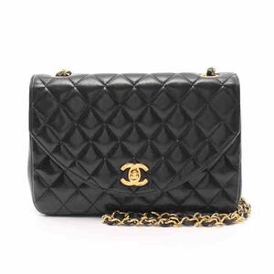 Chanel Vintage Black Round Single Flap Lambskin 24k Gold Hardware